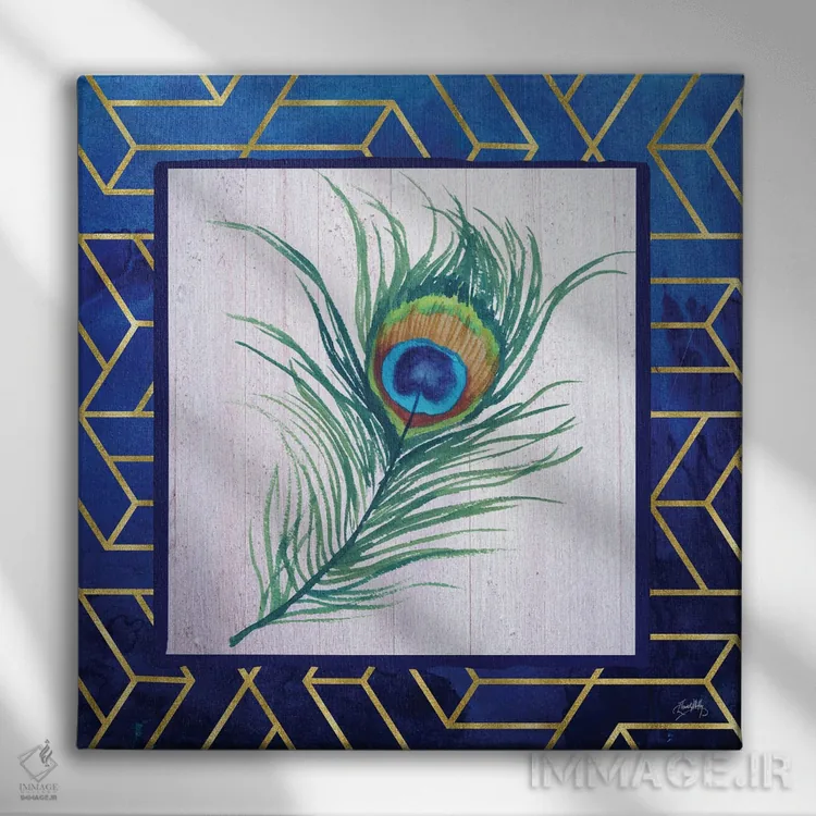 تابلو پر طاووس I اثر الیزابت مدلی - نمای روبهرو روی دیوار