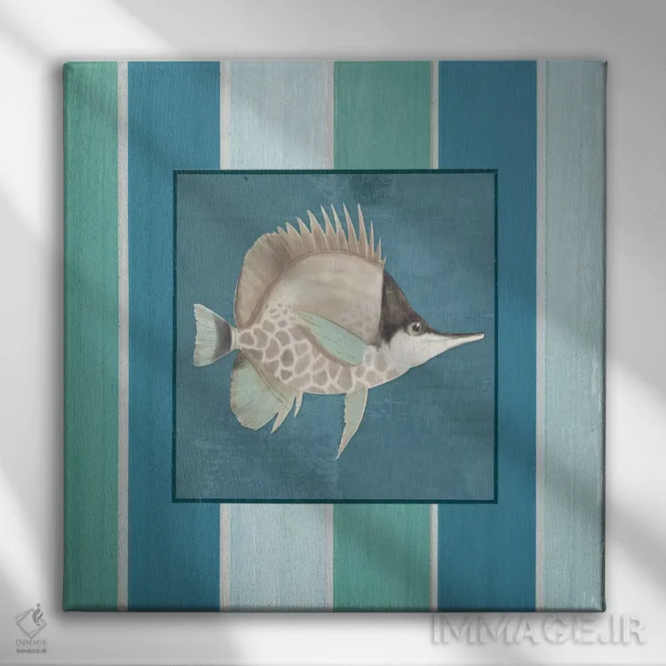 تابلو ماهی روی نوارها II اثر الیزابت مدلی - نمای روبهرو روی دیوار