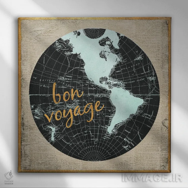 تابلو سفر خوش به جهان I اثر الیزابت مدلی - نمای روبهرو روی دیوار