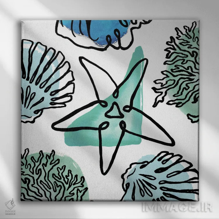 تابلو ترکیب خطوط ساحلی II اثر الیزابت مدلی - نمای روبهرو روی دیوار