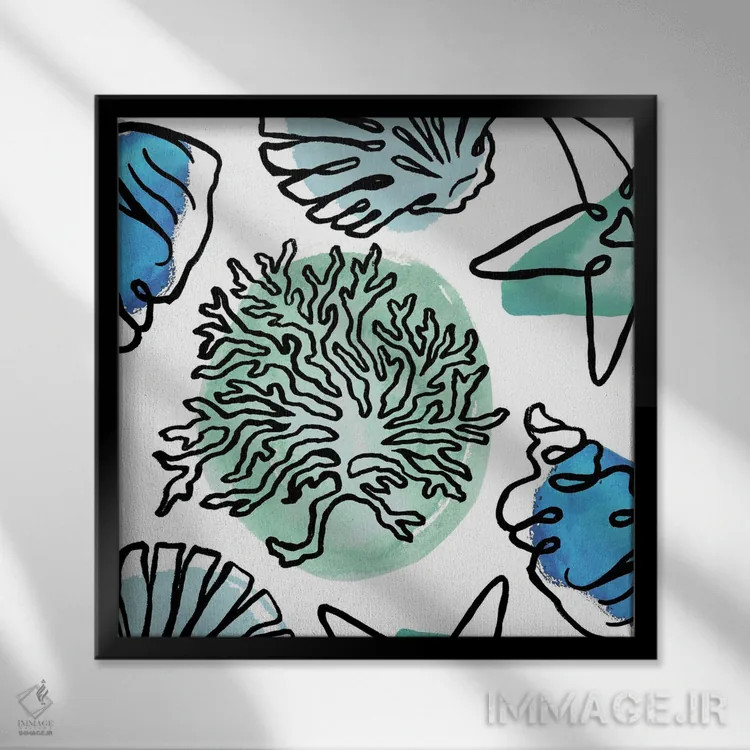 تابلو ترکیب خطوط ساحلی IV اثر الیزابت مدلی - نمای قابدار مشکی
