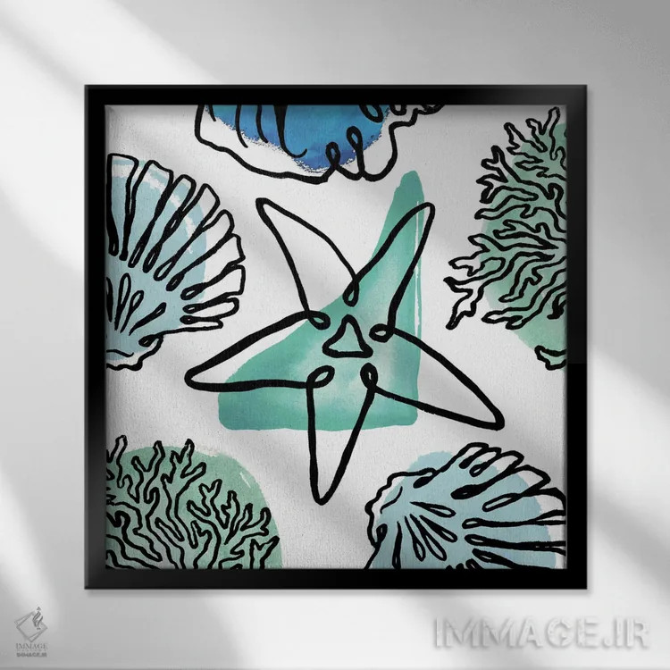 تابلو ترکیب خطوط ساحلی II اثر الیزابت مدلی - نمای قابدار مشکی