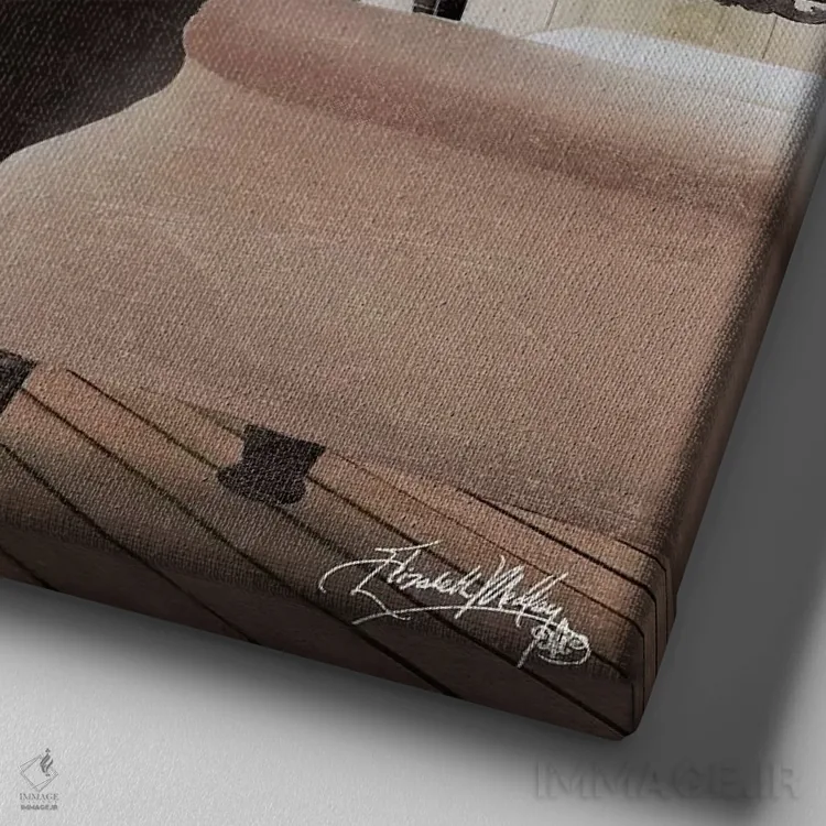 تابلو حمام لوستر شمارهٔ دو اثر الیزابت مدلی - نمای نزدیک بافت بوم