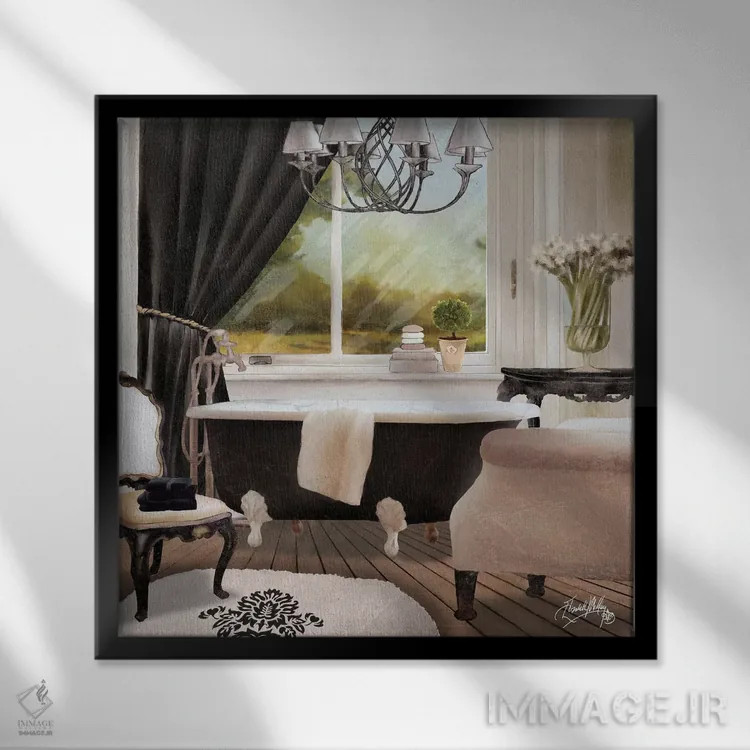 تابلو حمام لوستر شمارهٔ دو اثر الیزابت مدلی - نمای قابدار مشکی