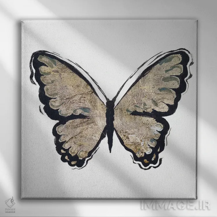 تابلو درخشش طلایی شمارهٔ یک اثر الیزابت مدلی - نمای روبهرو روی دیوار