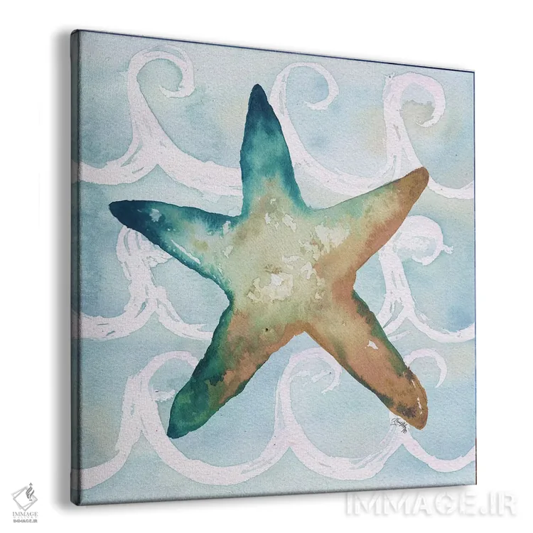 تابلو موجودات دریایی روی موجها شمارهٔ یک اثر الیزابت مدلی - نمای پرسپکتیو محصول