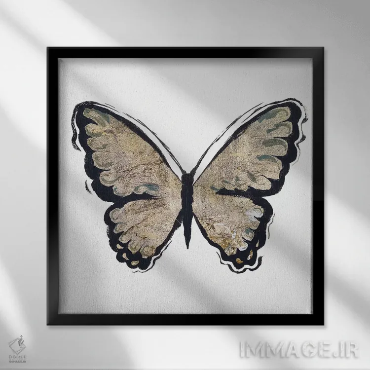 تابلو درخشش طلایی شمارهٔ یک اثر الیزابت مدلی - نمای قابدار مشکی