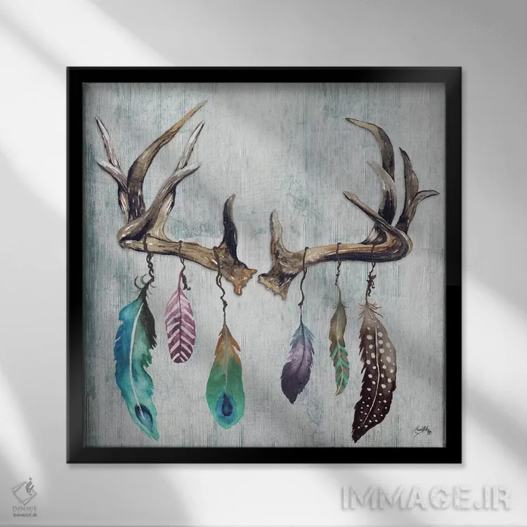 تابلو شاخدار پردار شمارهٔ دو اثر الیزابت مدلی - نمای قابدار مشکی