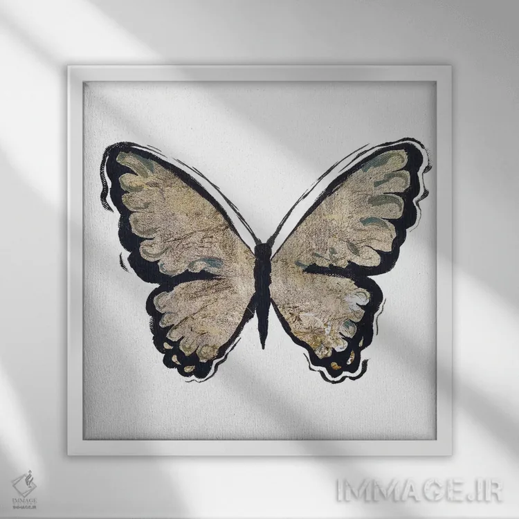 تابلو درخشش طلایی شمارهٔ یک اثر الیزابت مدلی - نمای قابدار سفید