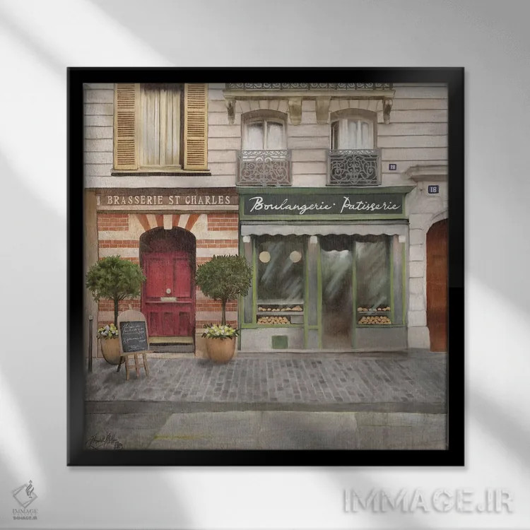 تابلو فروشگاه فرانسوی شمارهٔ یک اثر الیزابت مدلی - نمای قابدار مشکی