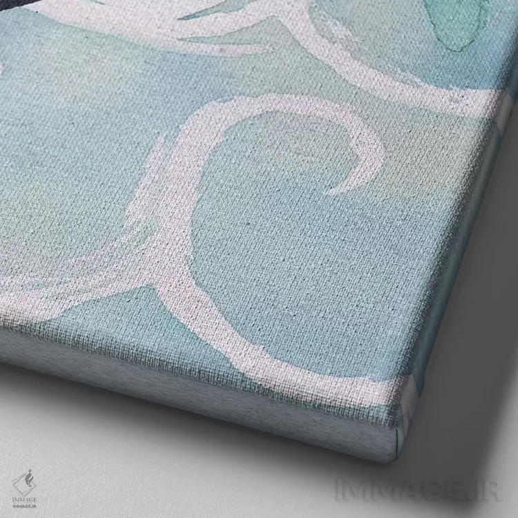 تابلو موجودات دریایی روی موجها شمارهٔ سه اثر الیزابت مدلی - نمای نزدیک بافت بوم