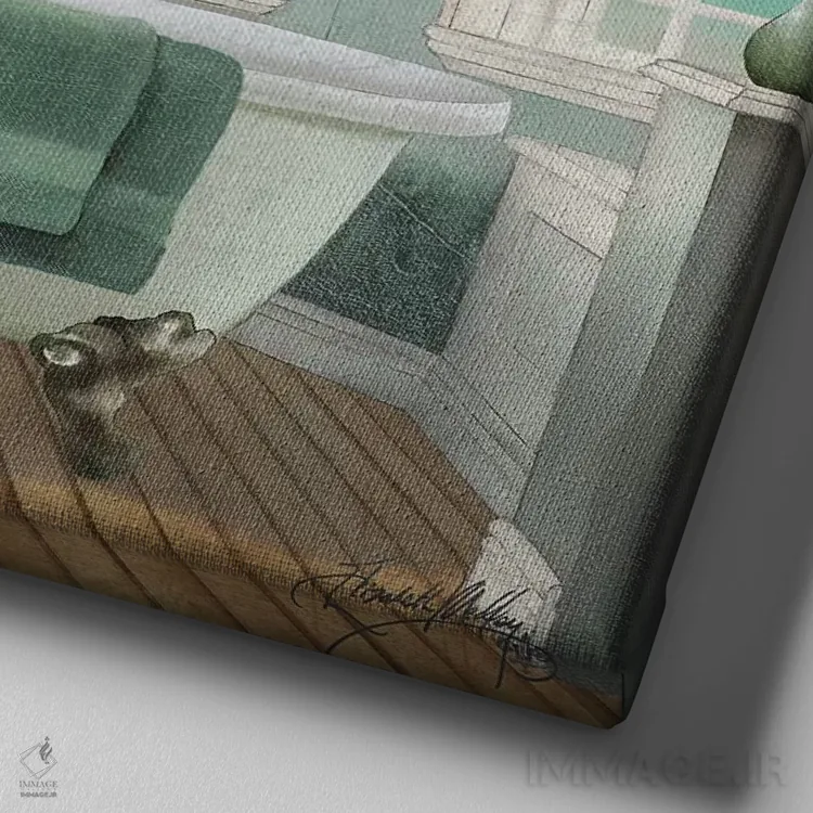 تابلو نمای اقیانوس شمارهٔ دو اثر الیزابت مدلی - نمای نزدیک بافت بوم