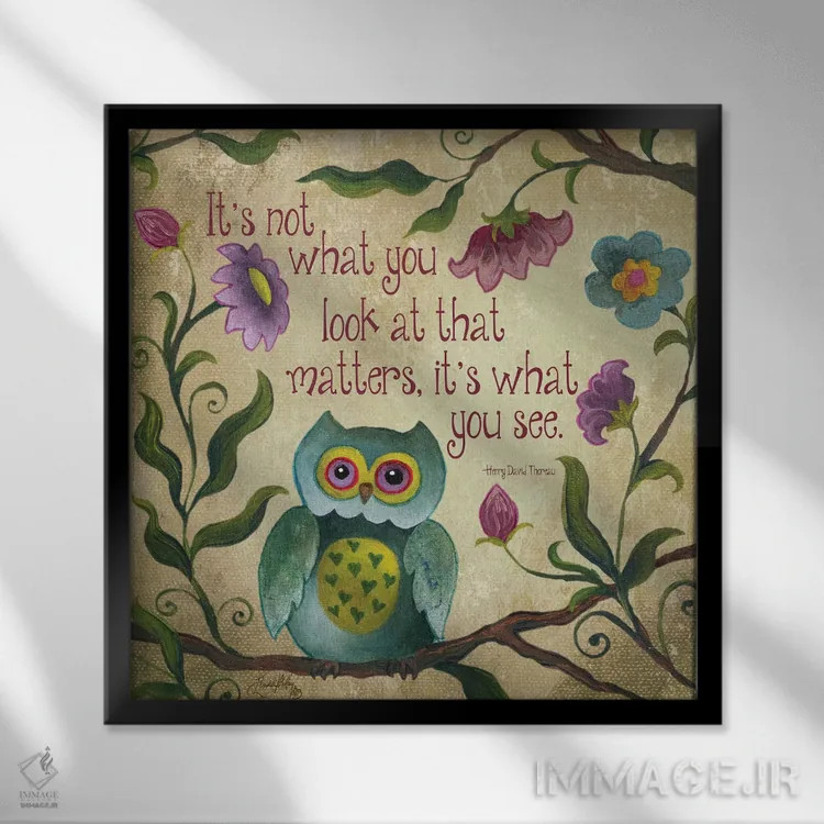 تابلو جغد تو هستم شمارهٔ یک اثر الیزابت مدلی - نمای قابدار مشکی