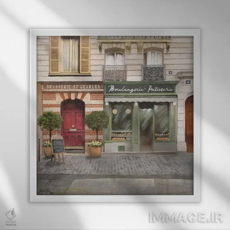 تابلو فروشگاه فرانسوی شمارهٔ یک اثر الیزابت مدلی - نمای قابدار سفید