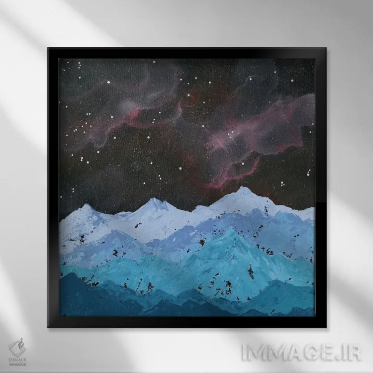 تابلو کوههای فضایی اثر امیلی ماگون - نمای قابدار مشکی