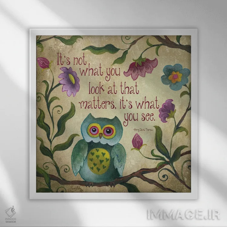 تابلو جغد تو هستم شمارهٔ یک اثر الیزابت مدلی - نمای قابدار سفید