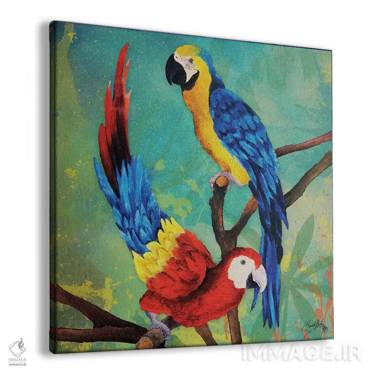 تابلو پرندگان عاشق گرمسیری شمارهٔ دو اثر الیزابت مدلی - نمای پرسپکتیو محصول