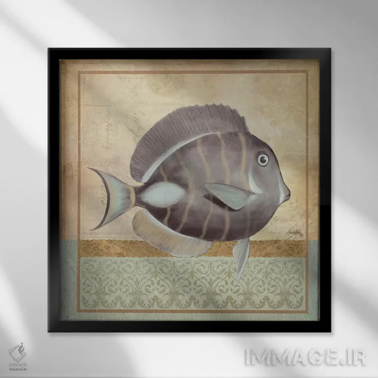 تابلو ماهی قدیمی شمارهٔ دو اثر الیزابت مدلی - نمای قابدار مشکی