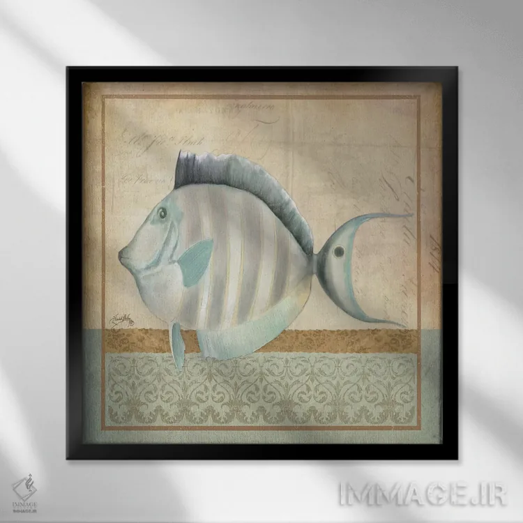تابلو ماهی قدیمی شمارهٔ سه اثر الیزابت مدلی - نمای قابدار مشکی