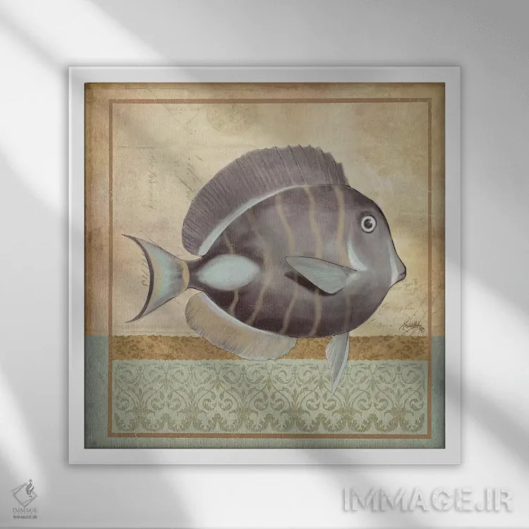 تابلو ماهی قدیمی شمارهٔ دو اثر الیزابت مدلی - نمای قابدار سفید