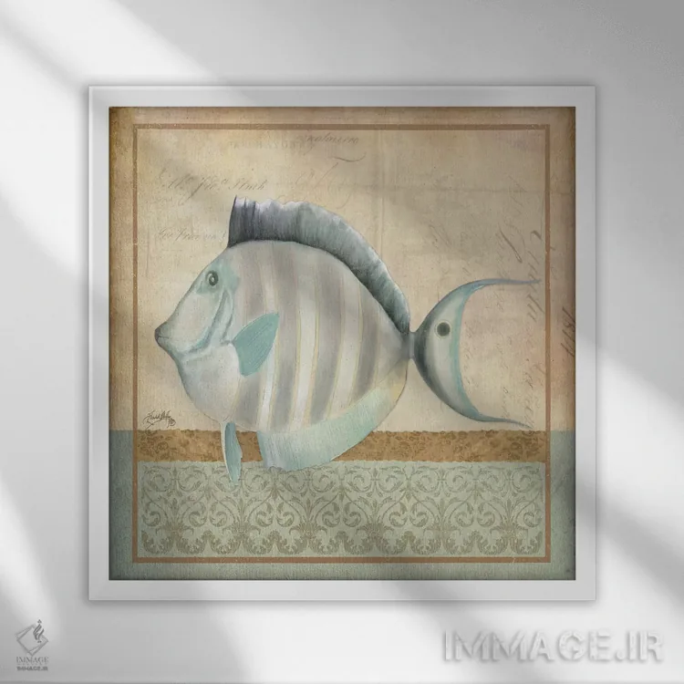 تابلو ماهی قدیمی شمارهٔ سه اثر الیزابت مدلی - نمای قابدار سفید