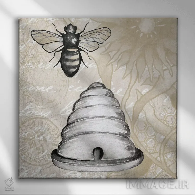 تابلو کندوهای زنبور یک اثر الیزابت مدلی - نمای روبهرو روی دیوار