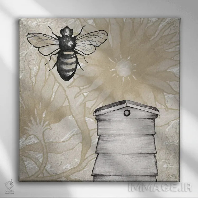 تابلو کندوهای زنبور دو اثر الیزابت مدلی - نمای روبهرو روی دیوار