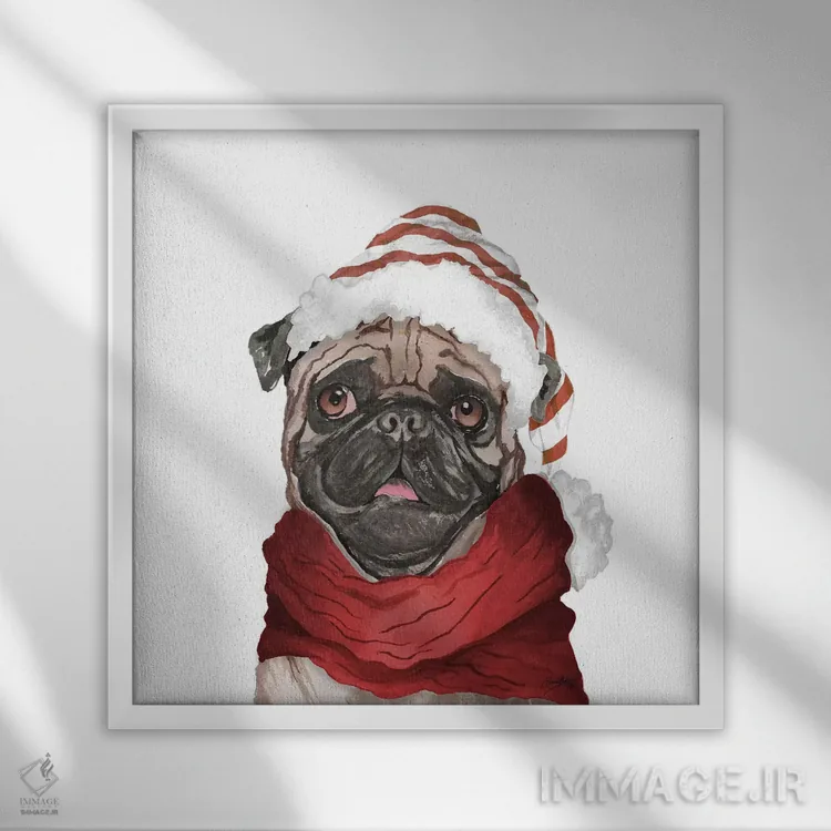 تابلو پاگ تعطیلاتی اثر الیزابت مدلی - نمای قابدار سفید