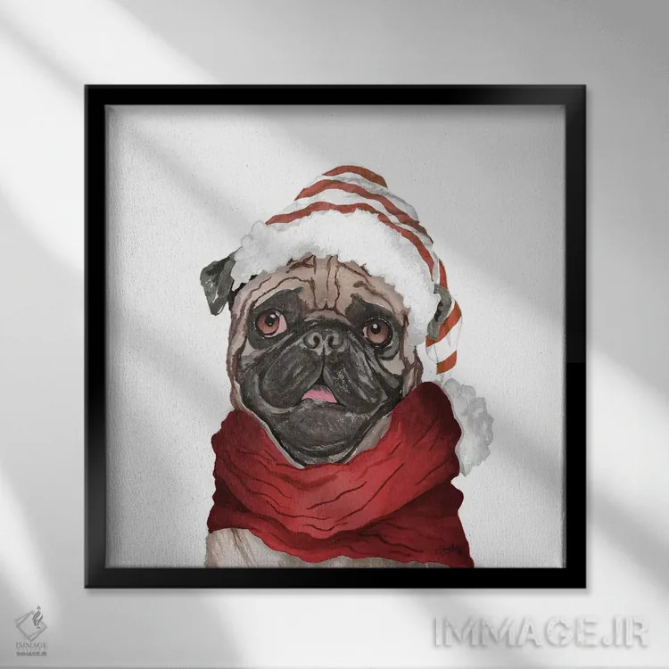 تابلو پاگ تعطیلاتی اثر الیزابت مدلی - نمای قابدار مشکی