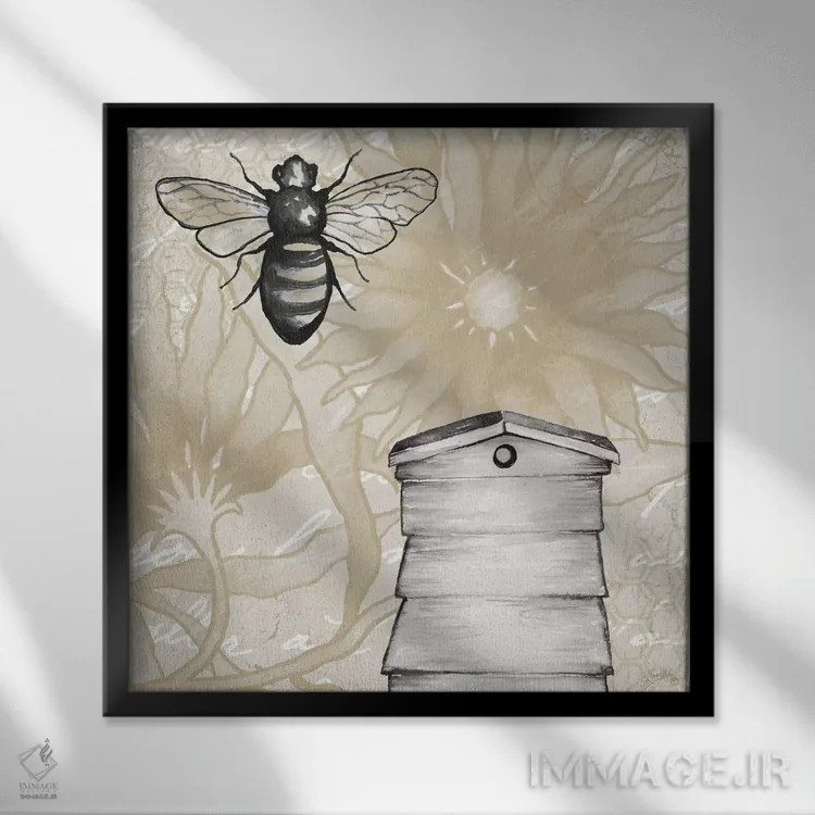 تابلو کندوهای زنبور دو اثر الیزابت مدلی - نمای قابدار مشکی