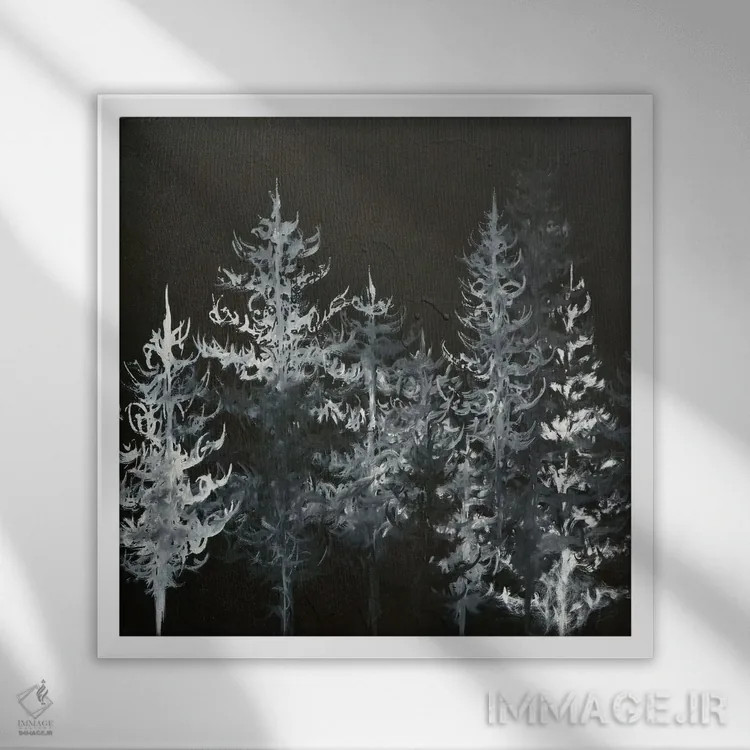 تابلو درختان سیاه اثر امیلی ماگون - نمای قابدار سفید