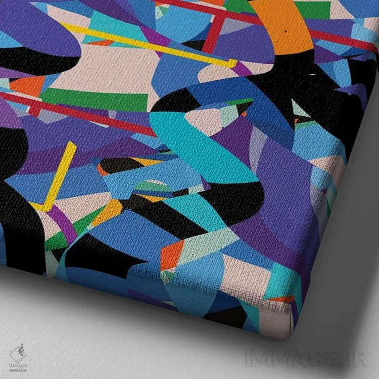 تابلو کنفتی انتزاعی با طرح ترازو اثر امانوئل سیگنورینو - نمای نزدیک بافت بوم