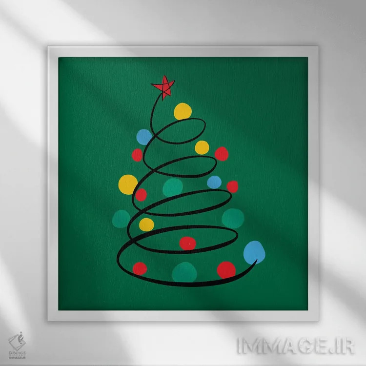تابلو درخت کریسمس اثر امانوئل سیگنورینو - نمای قابدار سفید