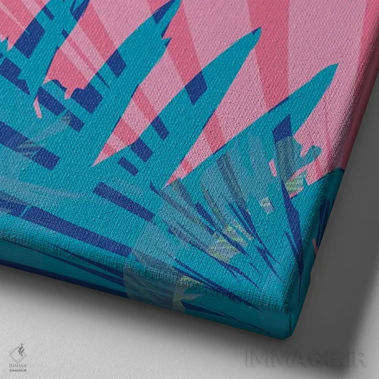 تابلو غروب بر فراز کوههای آبی اثر امانوئل سیگنورینو - نمای نزدیک بافت بوم