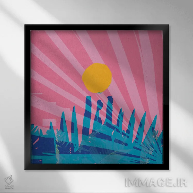 تابلو غروب بر فراز کوههای آبی اثر امانوئل سیگنورینو - نمای قابدار مشکی