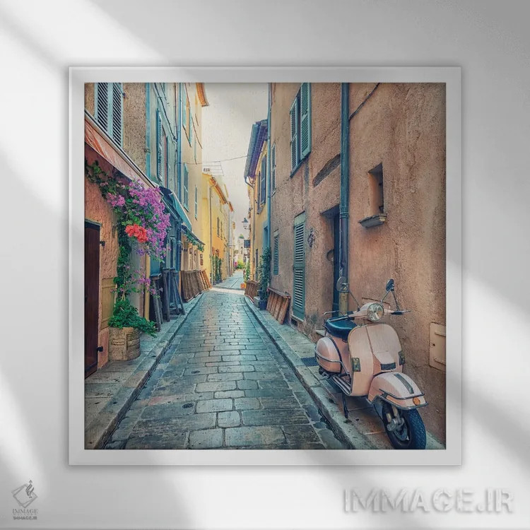 تابلو خیابان سن تروپه اثر مانجیک پیکچرز (استودیو عکاسی یا فیلمسازی) - نمای قابدار سفید