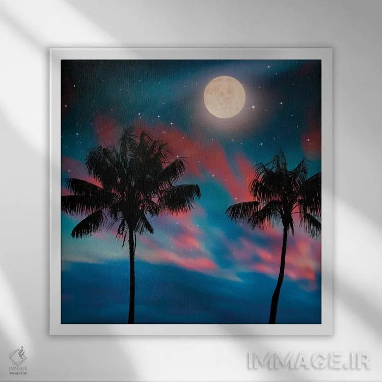 تابلو شب جزیره اثر مانجیک پیکچرز (استودیو عکاسی یا فیلمسازی) - نمای قابدار سفید
