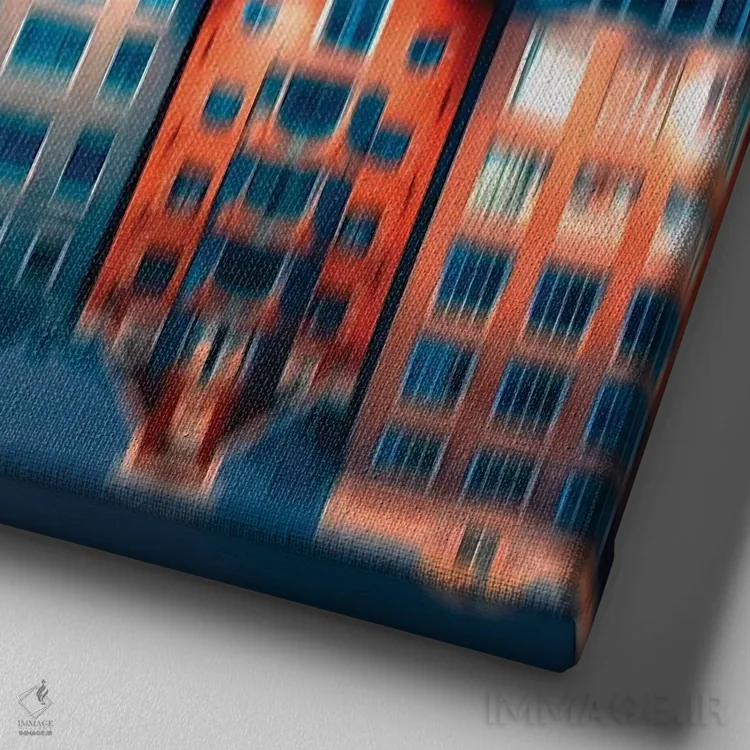 تابلو دامراک رنگارنگ (Damrak - خیابانی در آمستردام) اثر مانجیک پیکچرز (استودیو عکاسی یا فیلمسازی) - نمای نزدیک بافت بوم