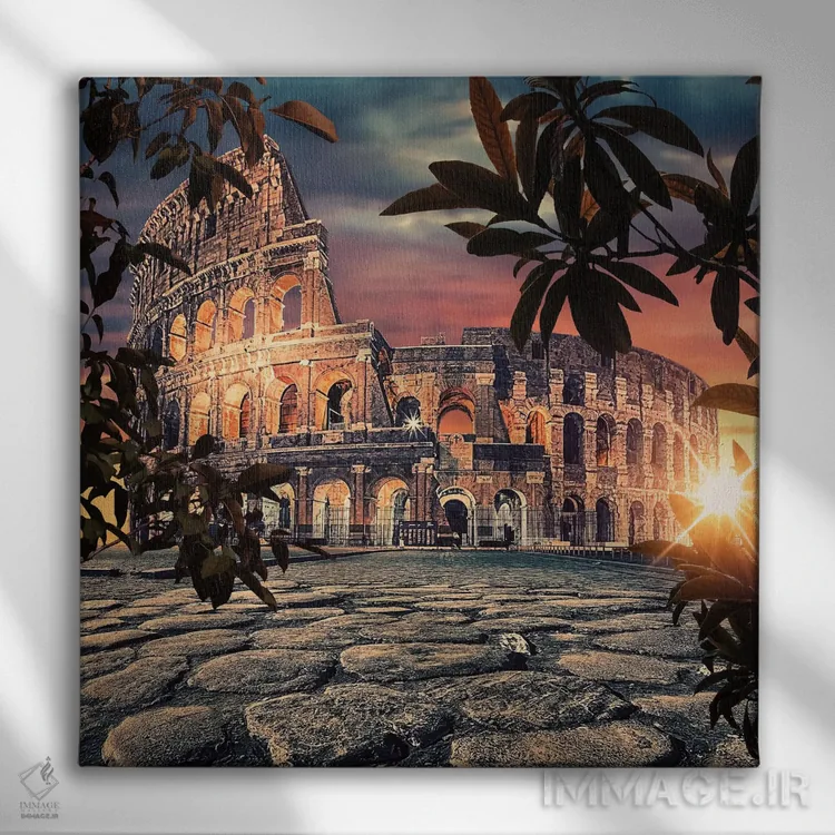 تابلو طلوع در کولوسئوم (رم) اثر مانجیک پیکچرز (استودیو عکاسی یا فیلمسازی) - نمای روبهرو روی دیوار