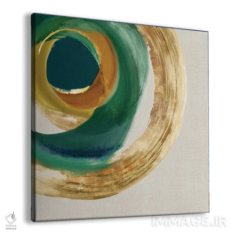 تابلو دایره فلزی سبز ۱ اثر اما پیل - نمای پرسپکتیو محصول