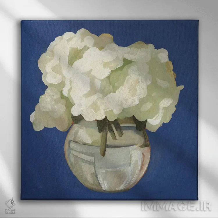 تابلو ادریسیهای سفید ۱ (نوعی گل) اثر اما اسکاروی - نمای روبهرو روی دیوار