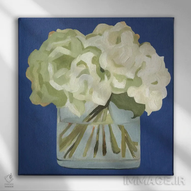 تابلو ادریسیهای سفید ۲ (نوعی گل) اثر اما اسکاروی - نمای روبهرو روی دیوار