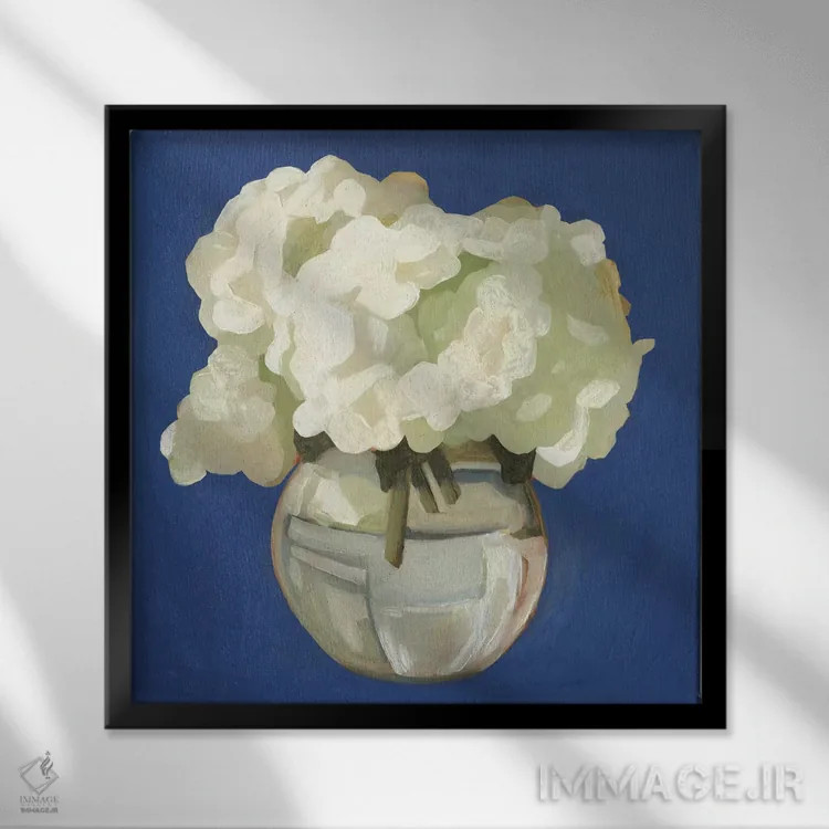 تابلو ادریسیهای سفید ۱ (نوعی گل) اثر اما اسکاروی - نمای قابدار مشکی