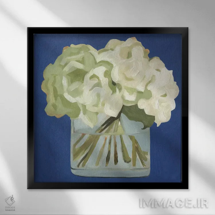 تابلو ادریسیهای سفید ۲ (نوعی گل) اثر اما اسکاروی - نمای قابدار مشکی