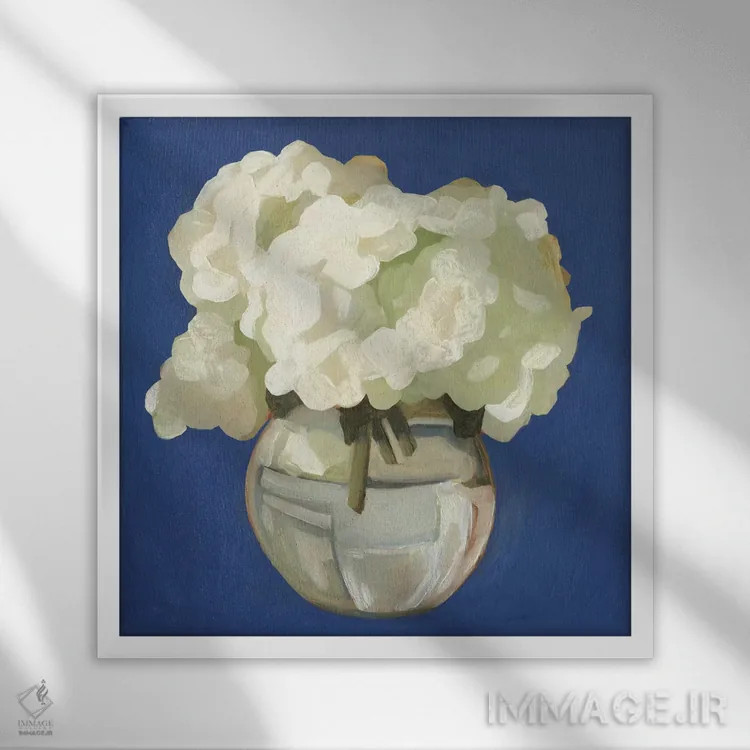 تابلو ادریسیهای سفید ۱ (نوعی گل) اثر اما اسکاروی - نمای قابدار سفید