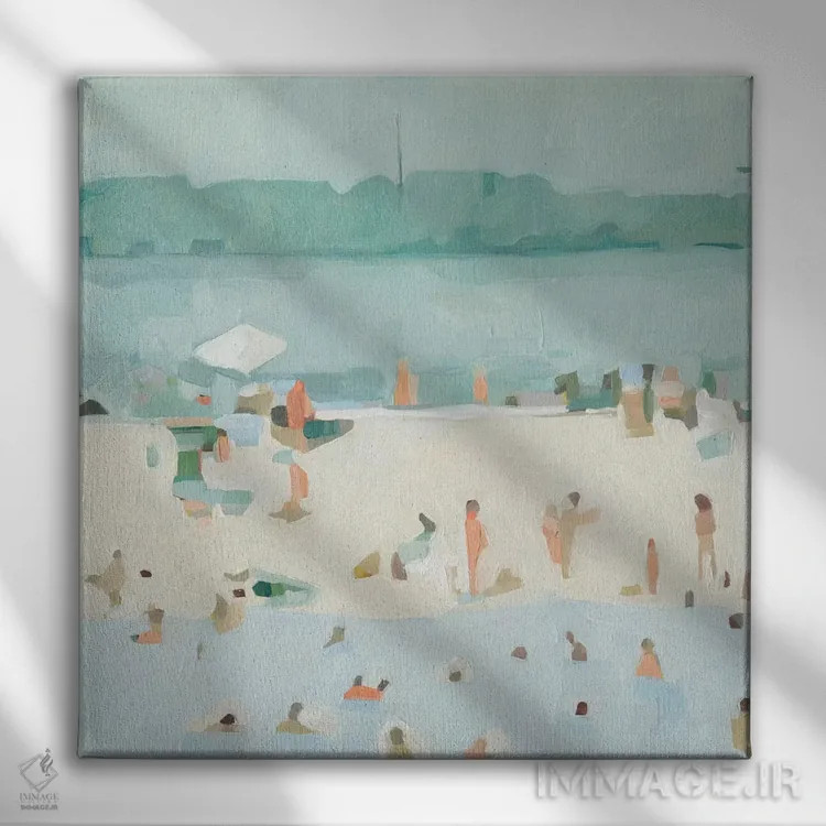 تابلو نوار شن شیشه دریا ۱ اثر اما اسکاروی - نمای روبهرو روی دیوار