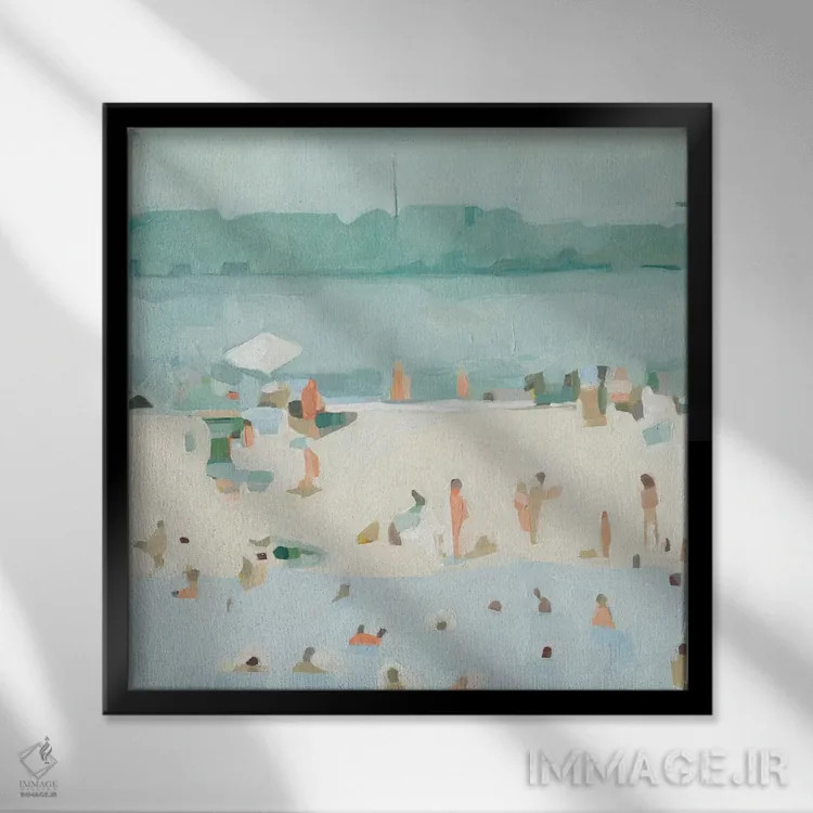 تابلو نوار شن شیشه دریا ۱ اثر اما اسکاروی - نمای قابدار مشکی