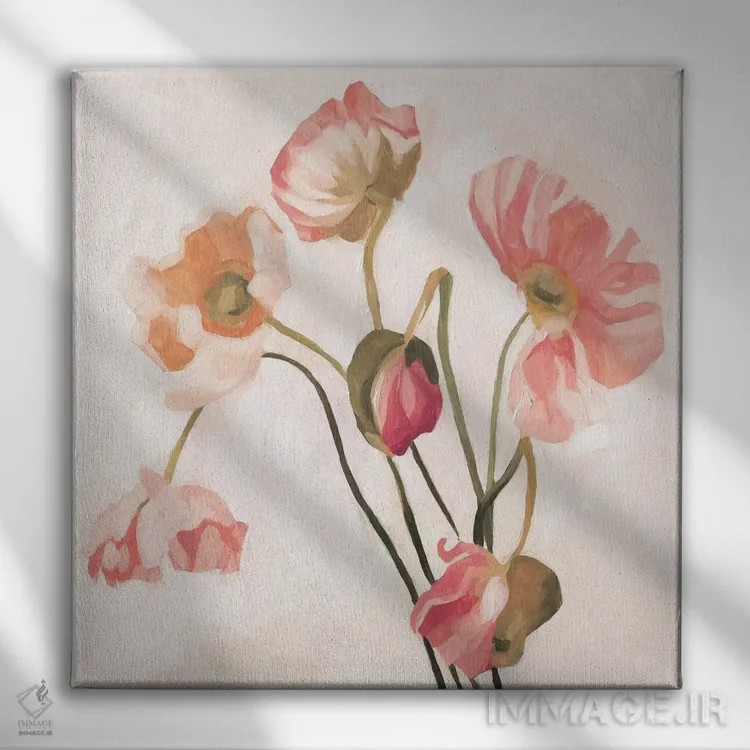 تابلو شقایقهای تابستانی ۳ اثر اما اسکاروی - نمای روبهرو روی دیوار