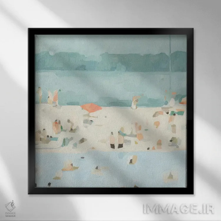 تابلو نوار شن شیشه دریا ۲ اثر اما اسکاروی - نمای قابدار مشکی