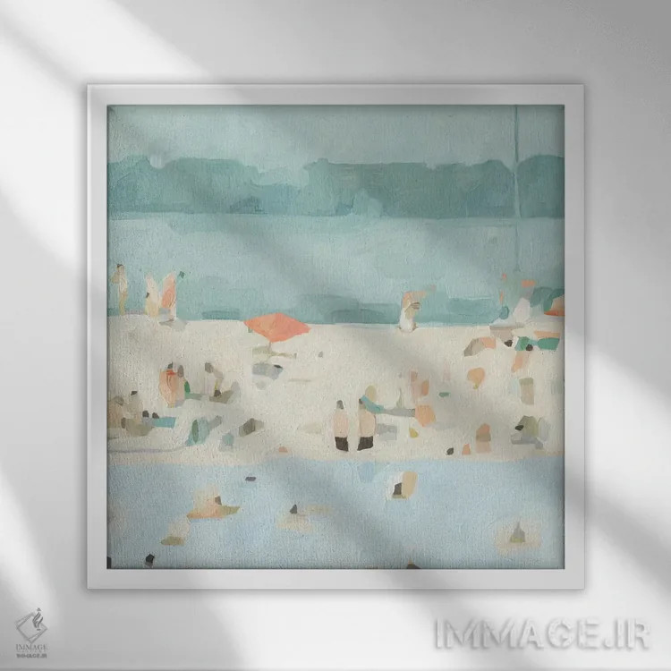 تابلو نوار شن شیشه دریا ۲ اثر اما اسکاروی - نمای قابدار سفید